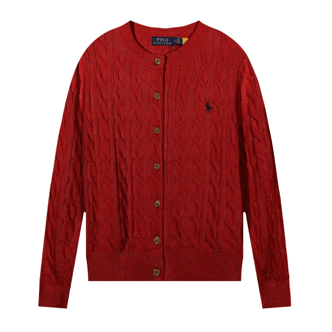P230 The highest quality in the market, you can scan the code. Import and export version Lauren Ralph Lauren cardigan embroidered sweater. 100% pure cotton yarn wool. Shrunk. Guaranteed no pilling. No deformation. Size: XS S M L. Color: black, off-white, gray, khaki, pink, yellow, red.